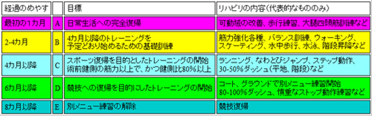 リハビリテーションの目標と内容(表1)