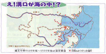 6500年から5500年前の海岸線図