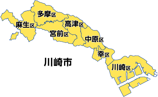 川崎市地図（区入り）