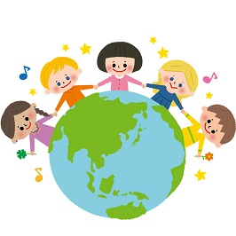 手をつなぎながら地球を囲む子どもたち