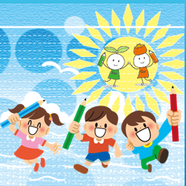 小学生とエコちゃんずたちの画像