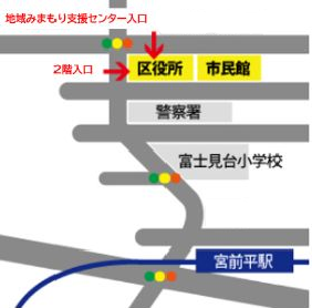 宮前平駅から区役所への地図
