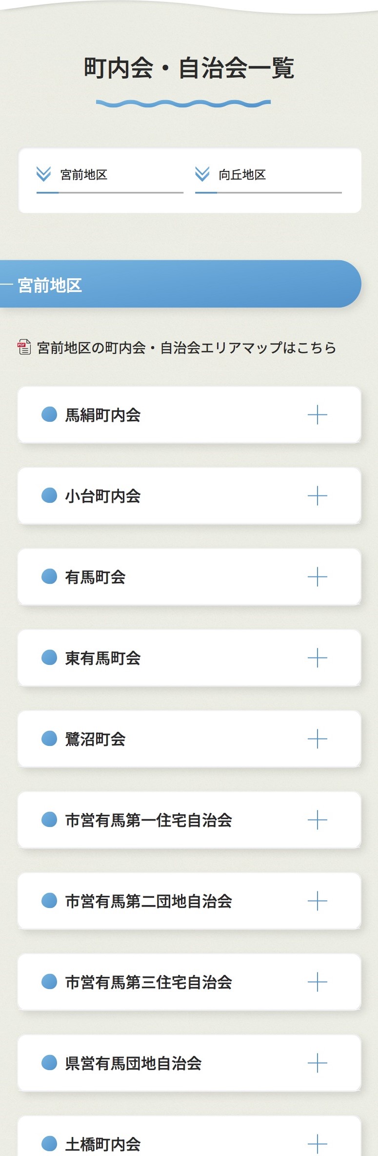 みやまえご近助さんサイト町内会・自治会 一覧ページ画像