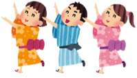 盆踊りをしている子どものイラスト