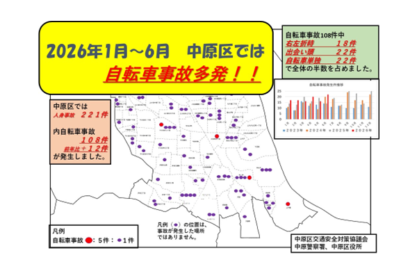 中原区内の自転車事故発生件数情報