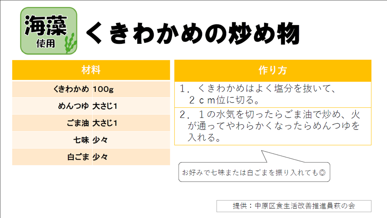 くきわかめの炒め物のレシピです。