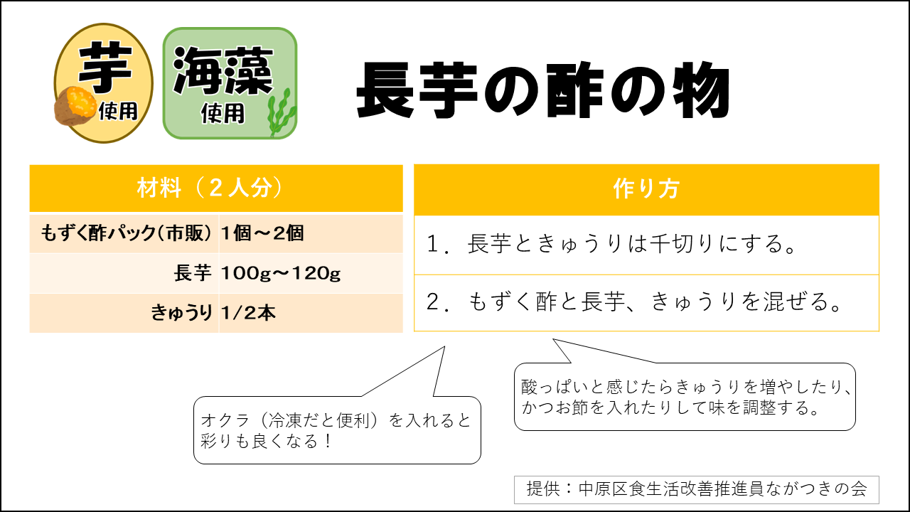 長芋の酢の物のレシピです。