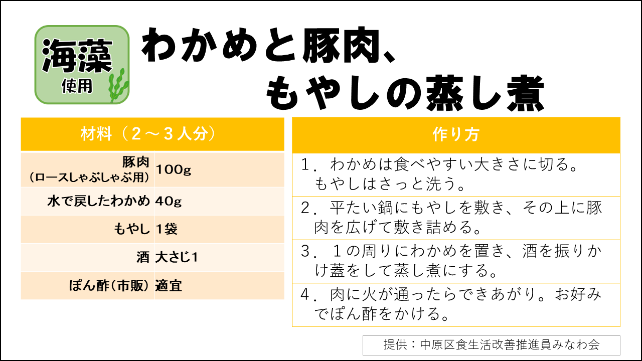 わかめと豚肉のもやし煮