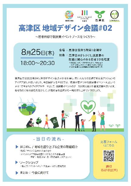 高津区地域デザイン会議＃02～若者目線で脱炭素イベントブースをつくろう～チラシ