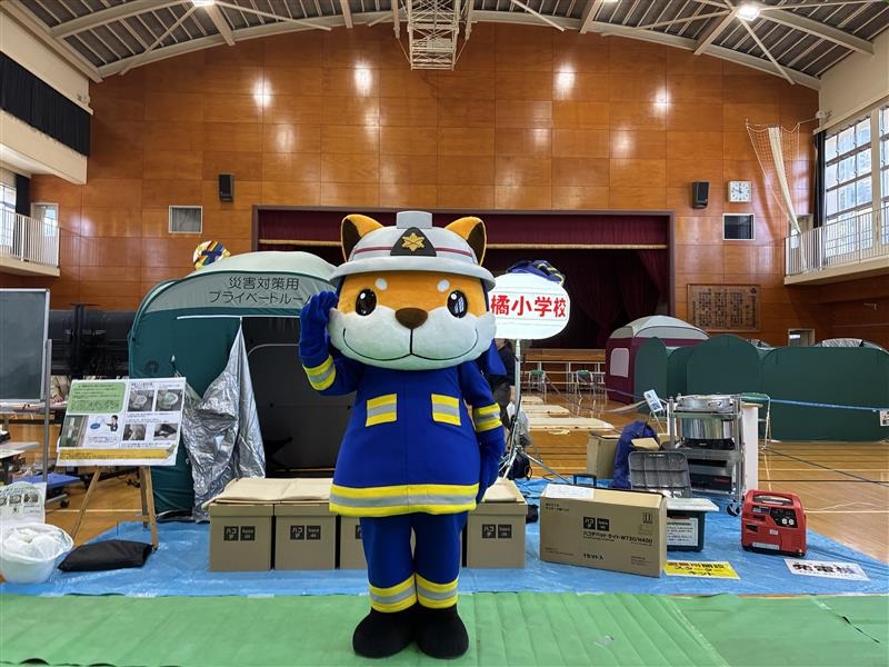 消防局キャラクター太助も訓練参加